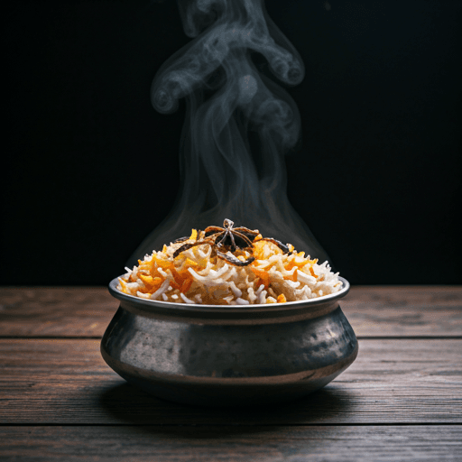 Steaming hot biryani